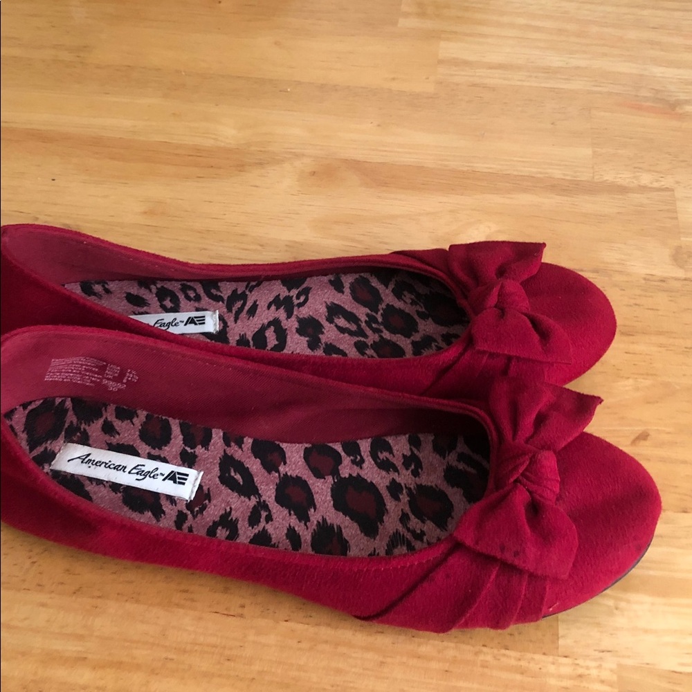 Women’s spring Y2k American eagle Red Bow Ballet Flats